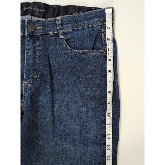 Lee Sinfully Soft Jeans Womens Petite Size 8 Blue Stretch Back Flap Elastic Wais - Picture 15 of 16